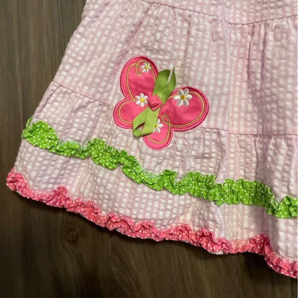 Emily Rose Toddler Girls Pink and Green Butterfly Checkered Gingham Dress size2T - Picture 4 of 7